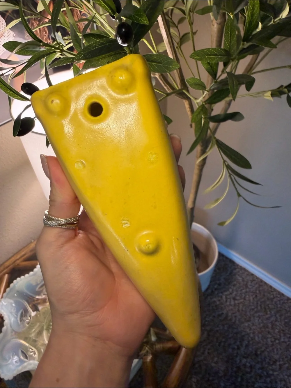 Vintage Yellow Art Pottery Floral Wall Pocket Planter 🌼